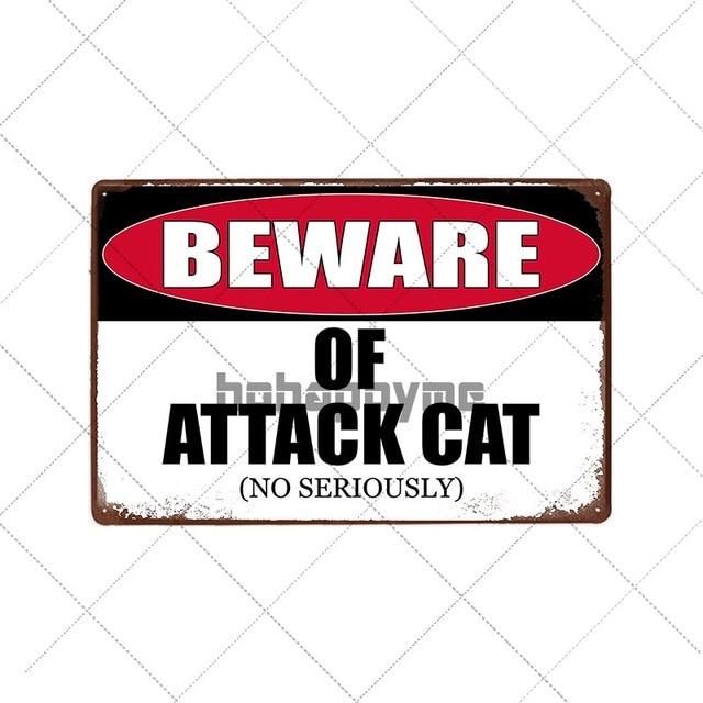 Retro Cats Wall Art Plaque Retro Cats Wall Art Plaque Furvenzy Beware of Attack Cat 1