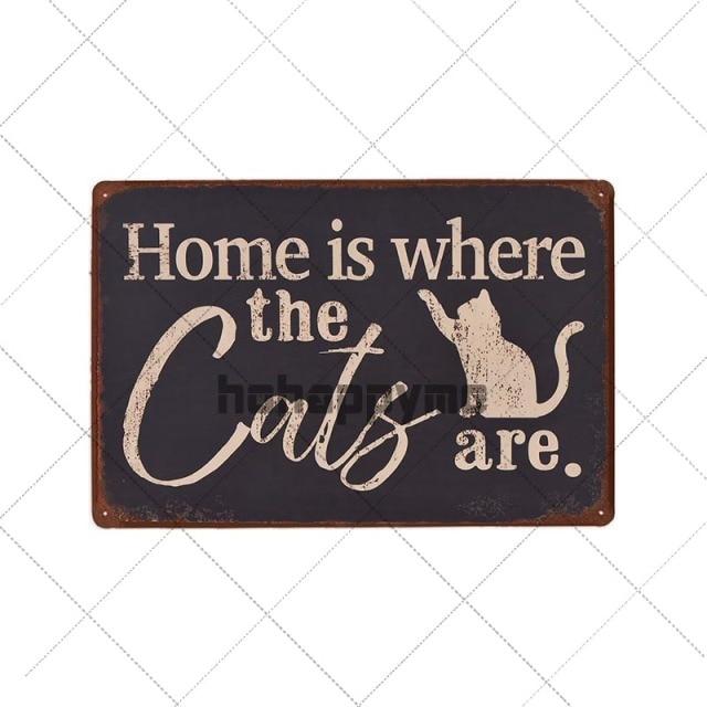 Retro Cats Wall Art Plaque Retro Cats Wall Art Plaque Furvenzy Home is where Cats Are