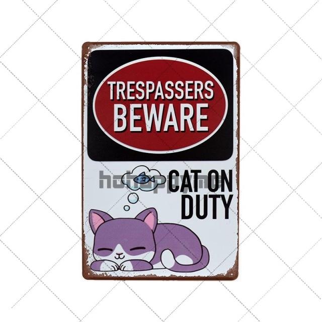 Retro Cats Wall Art Plaque Retro Cats Wall Art Plaque Furvenzy Trespassers Beware