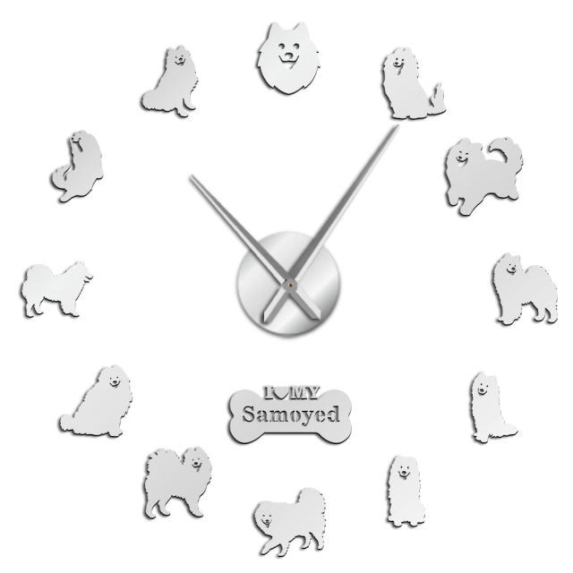 Samoyed Dog Wall Clock Samoyed Dog Wall Clock Furvenzy Silver 27 Inch