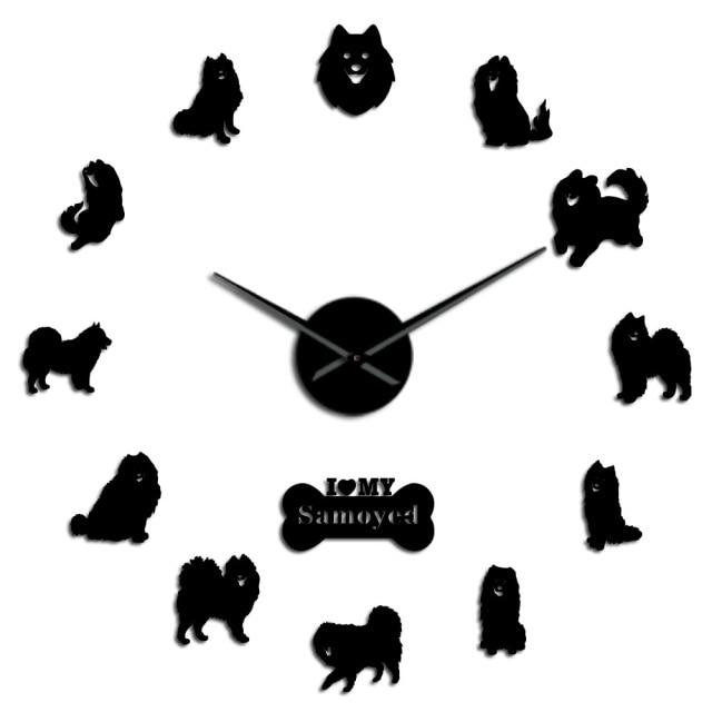 Samoyed Dog Wall Clock Samoyed Dog Wall Clock Furvenzy Black 27 Inch