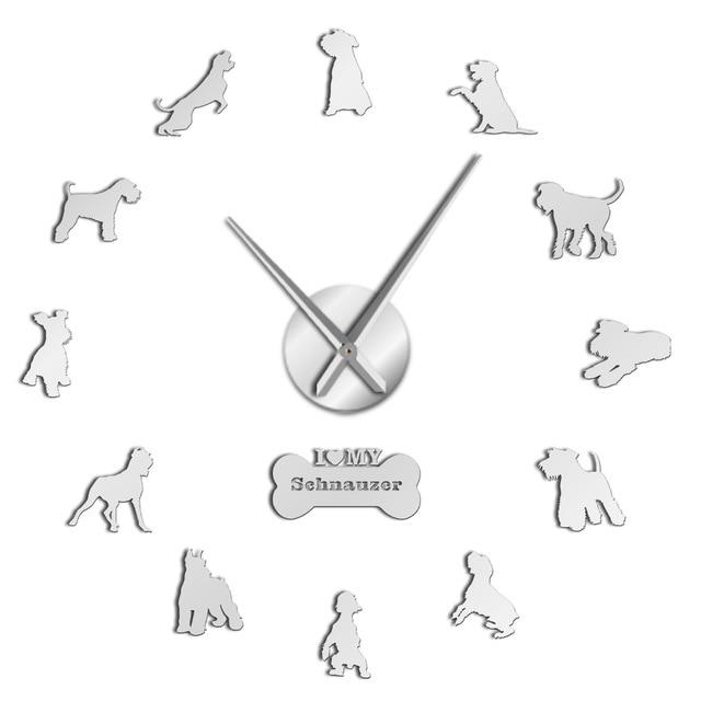 Schnauzer Dog Wall Clock Schnauzer Dog Wall Clock Furvenzy Silver 27 Inch