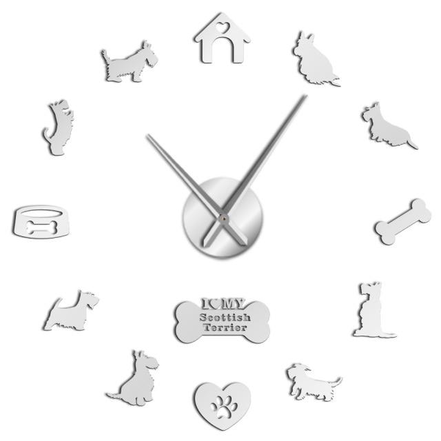 Scottish Terrier Wall Clock Scottish Terrier Wall Clock Furvenzy Silver 27 Inch