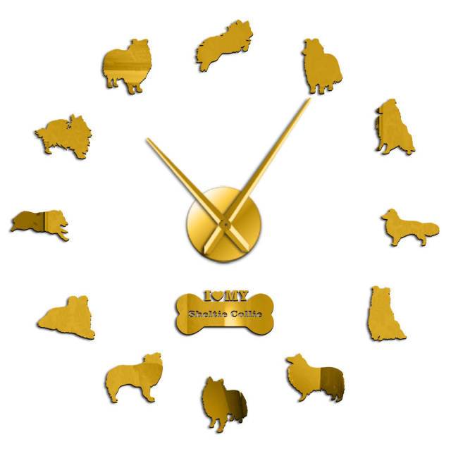 Sheltie Collie Wall Clock Sheltie Collie Wall Clock Furvenzy Gold 27 Inch
