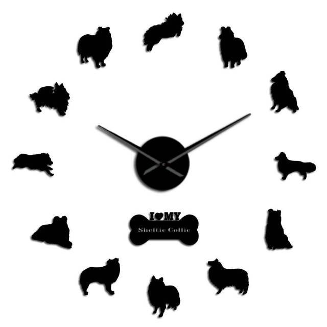 Sheltie Collie Wall Clock Sheltie Collie Wall Clock Furvenzy Black 27 Inch