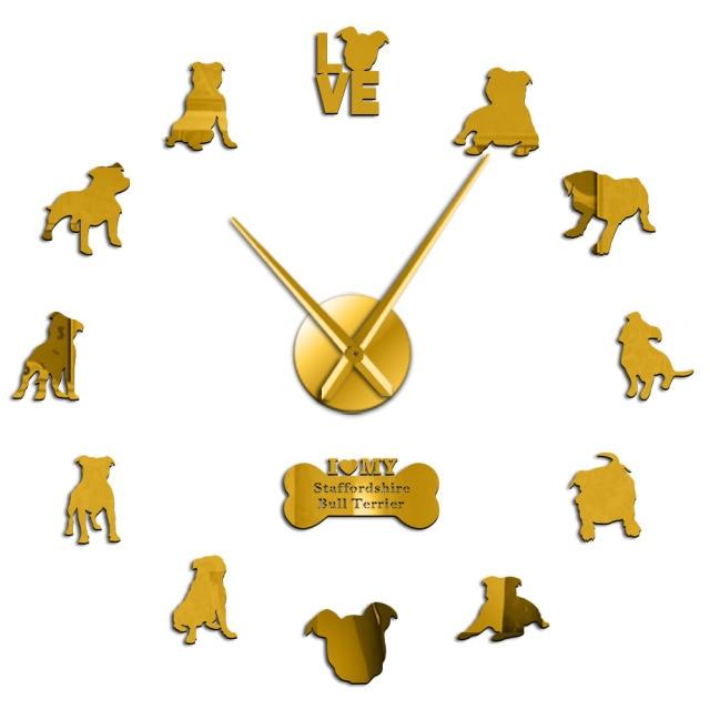 Staffordshire Bull Terrier Wall Clock Staffordshire Bull Terrier Wall Clock Furvenzy Gold 27 Inch