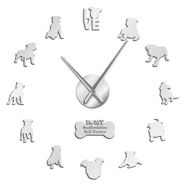 Staffordshire Bull Terrier Wall Clock Staffordshire Bull Terrier Wall Clock Furvenzy Silver 27 Inch