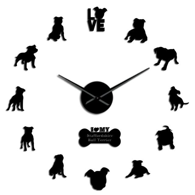 Staffordshire Bull Terrier Wall Clock Staffordshire Bull Terrier Wall Clock Furvenzy Black 27 Inch
