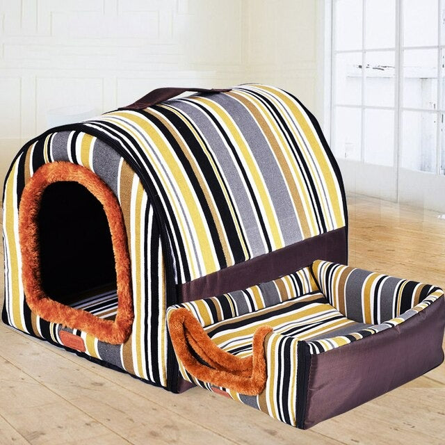 Foldable Dog House Pet Sofa Tent Foldable Dog House Pet Sofa Tent Furvenzy Stripe S