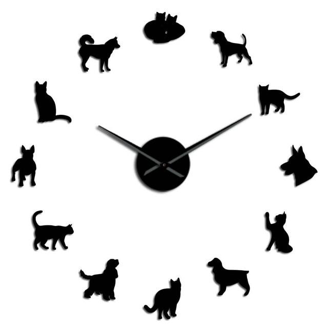 Cats & Dogs Wall Clock Cats & Dogs Wall Clock Furvenzy Black 27 Inch