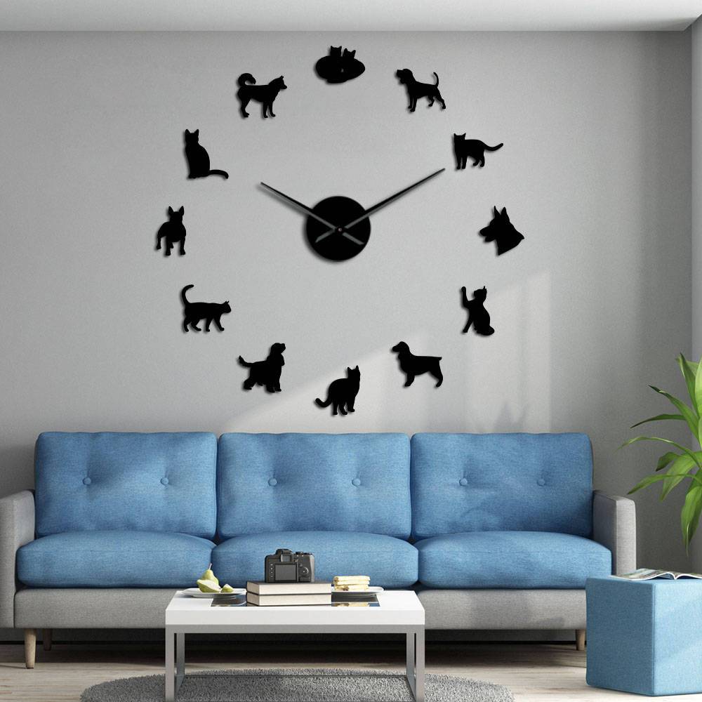 Cats & Dogs Wall Clock Cats & Dogs Wall Clock Furvenzy