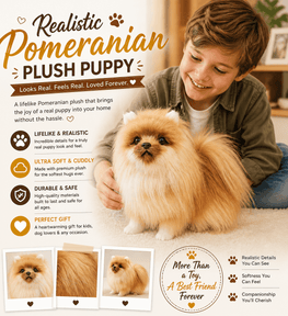 Realistic Pomeranian Dog Plush Stuffed Toy