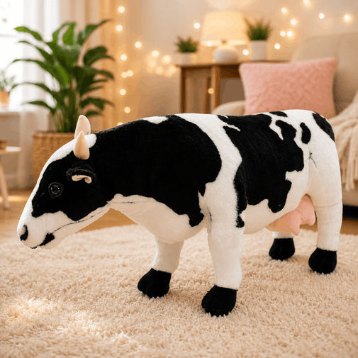 Realistic Cow Plush Stuffed Toy