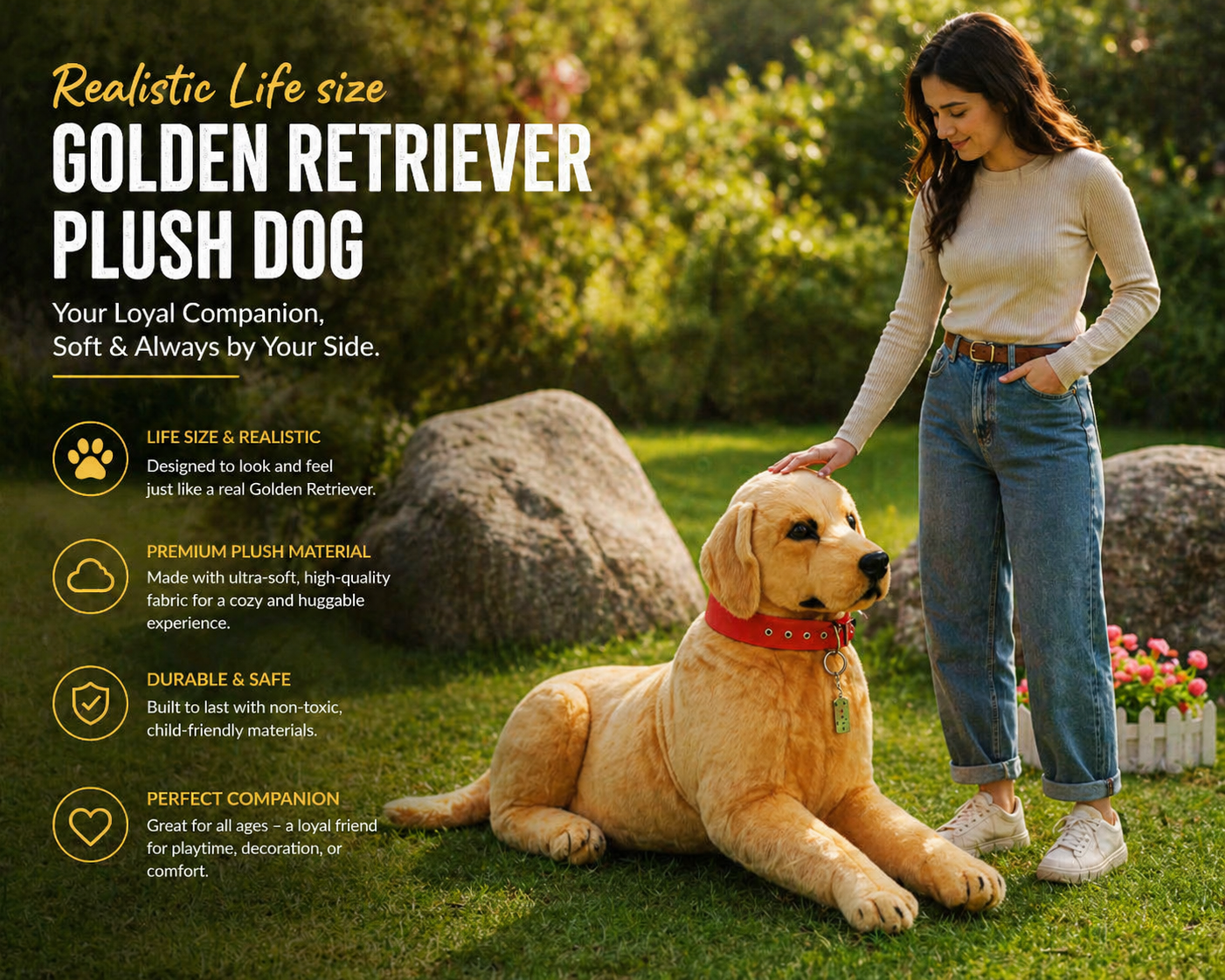 Realistic Life size Golden Retriever Plush Dog
