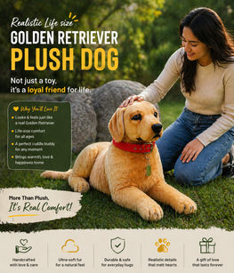 Realistic Life size Golden Retriever Plush Dog