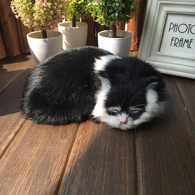 Lifelike Realistic Sleeping Cat Plush Toy 7