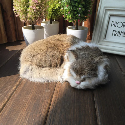 Lifelike Realistic Sleeping Cat Plush Toy 6