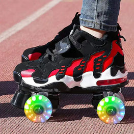 4 Wheel Beginner Roller Skates for Men & Women Furvenzy Flash Wheel Men's 5 (Ladies 6)