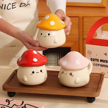 Cute Mushroom Coffee Mug with Lid – 400ML Ceramic Cup