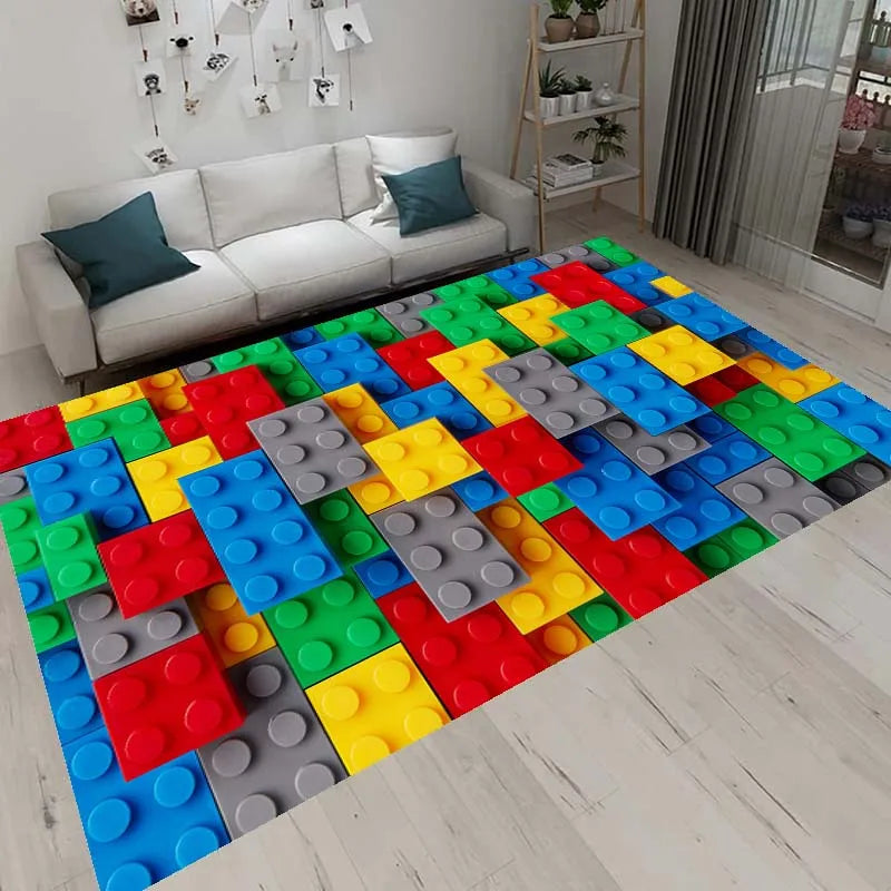 3D Geometric Block Area Rug Carpet 1