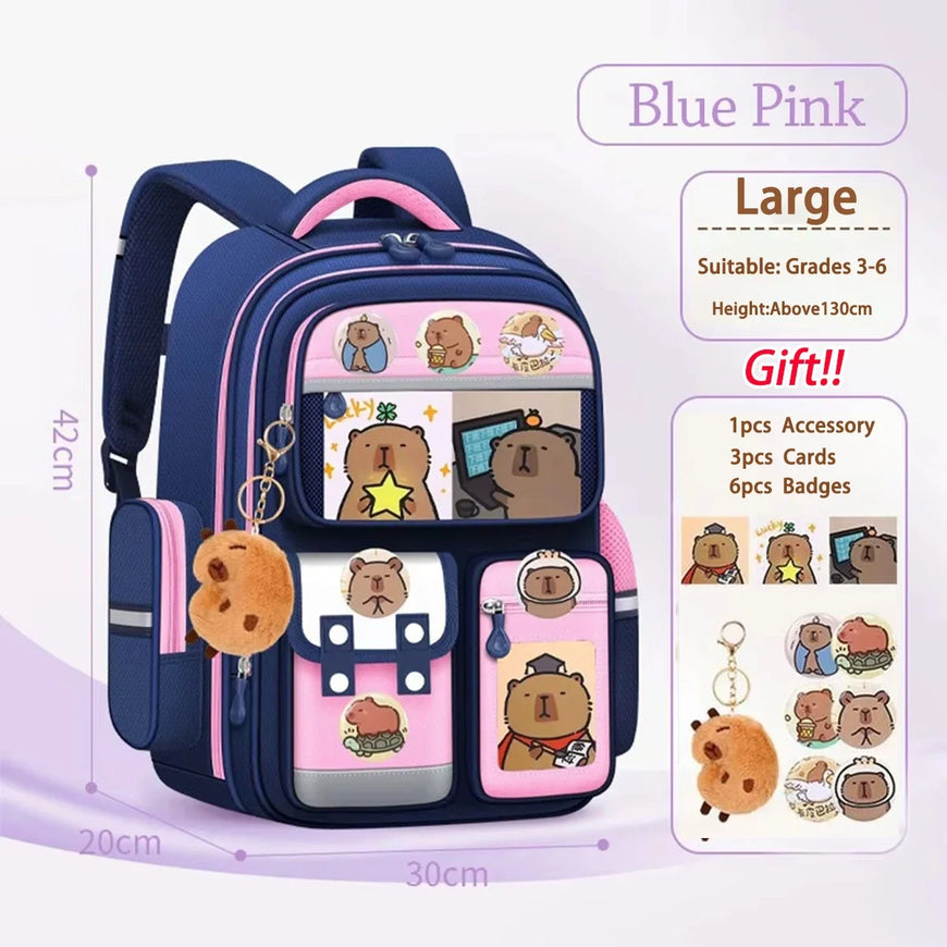 Capybara School Backpack – Large Waterproof Bag with Ergonomic Design