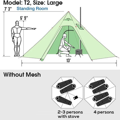 4 Persons Lightweight Teepee Tent - Furvenzy