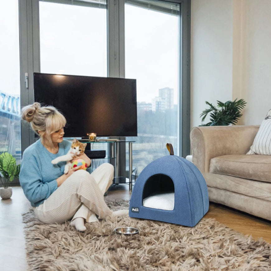 Foldable Cat Dog Bed House with Mat Furvenzy
