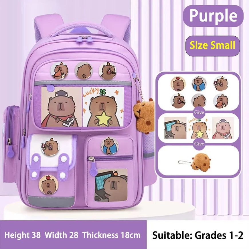 Capybara School Backpack – Large Waterproof Bag with Ergonomic Design