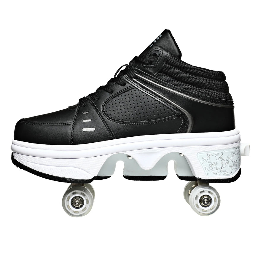 Dual Purpose Roller Skating Deformation Shoes Furvenzy Black Men's 3.5 (Ladies 4.5)