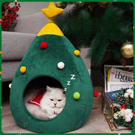 Christmas Cat Dog Pet Bed Cave Furvenzy