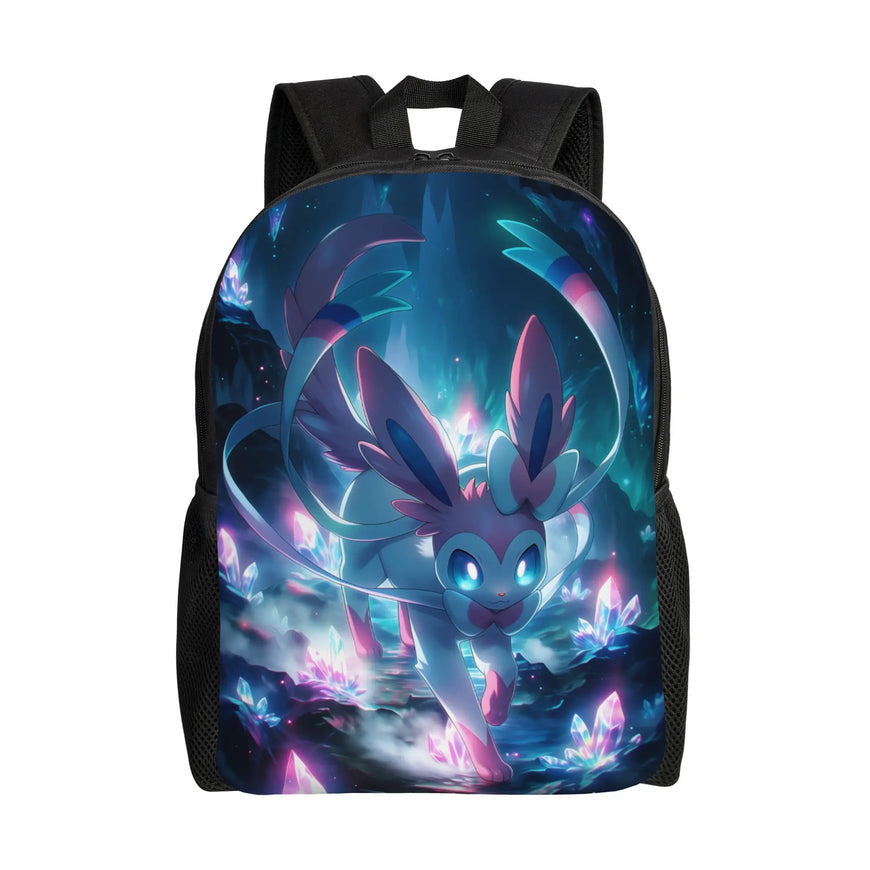Backpack with a fantasy creature design on a white background