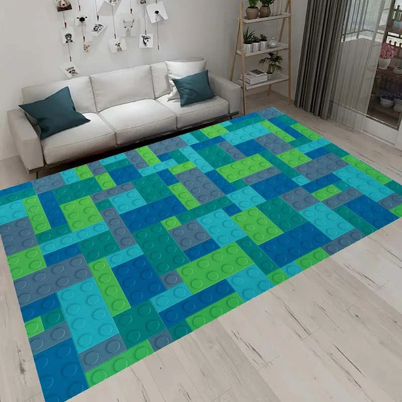 3D Geometric Block Area Rug Carpet 1