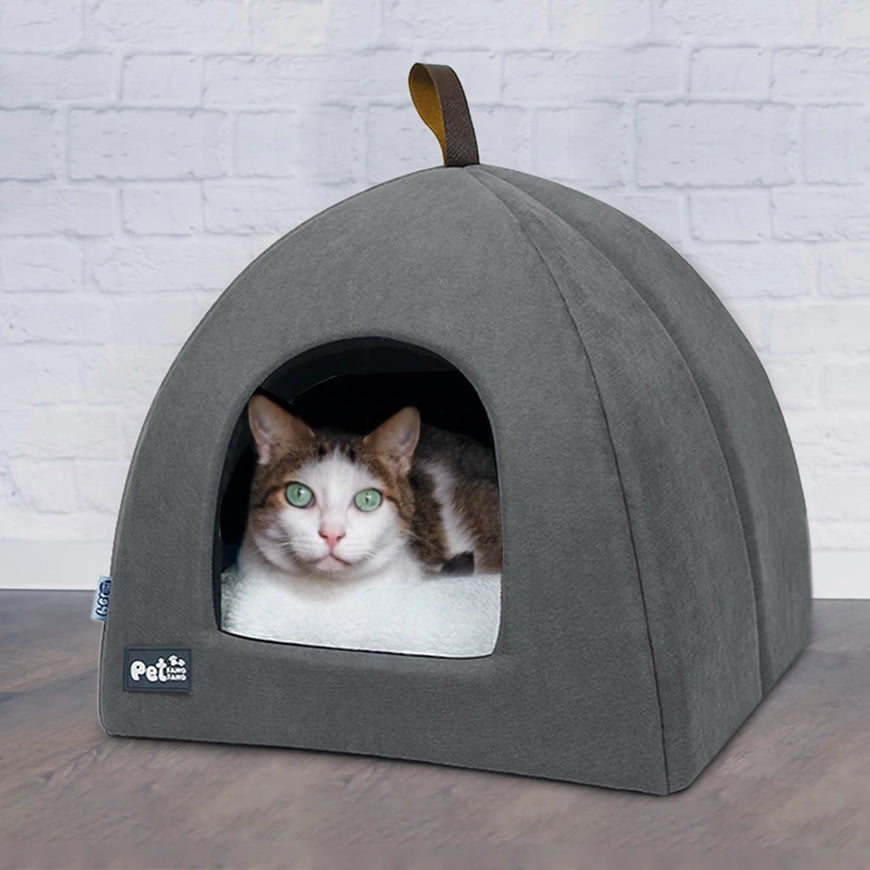 Foldable Cat Dog Bed House with Mat Furvenzy