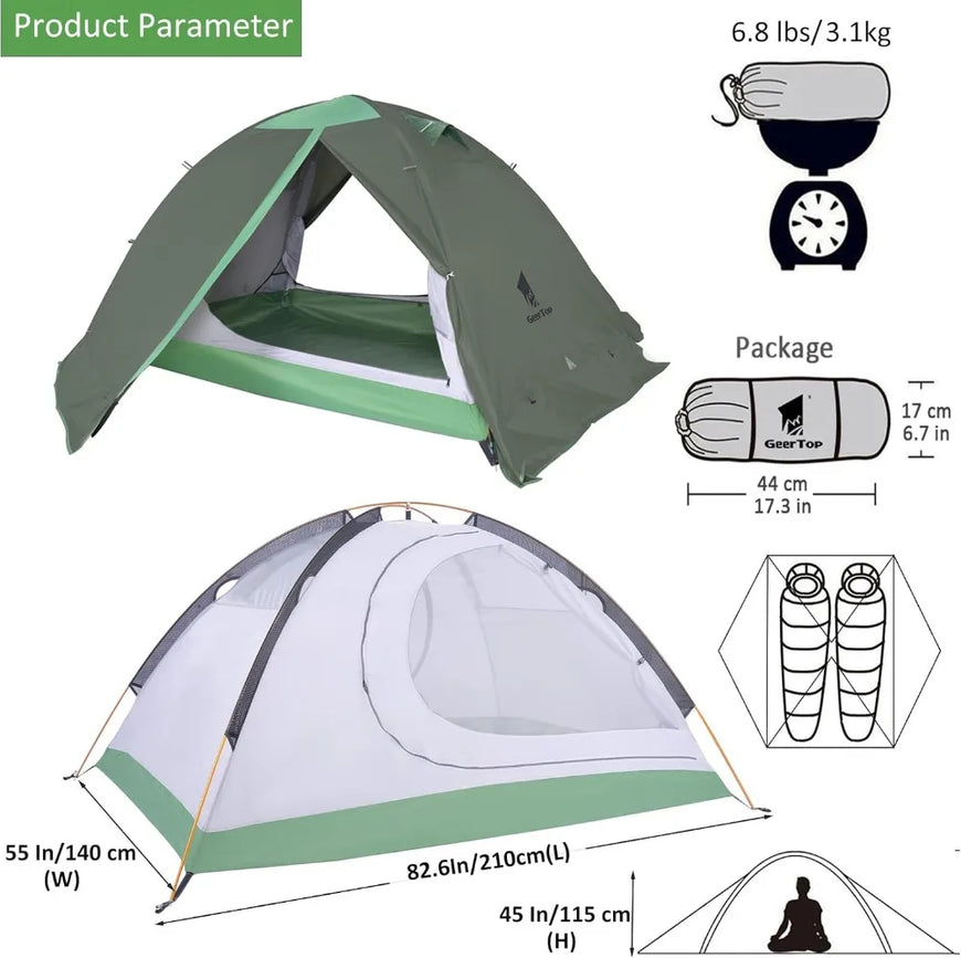 Ultralight 2 Person Backpacking Tent Furvenzy