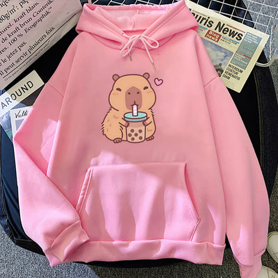 Capybara Drinking Bubble Tea Hoodie 14