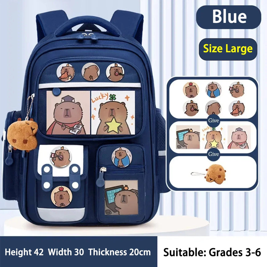 Capybara School Backpack – Large Waterproof Bag with Ergonomic Design