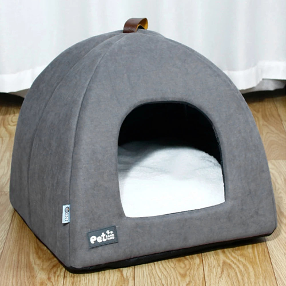 Foldable Cat Dog Bed House with Mat