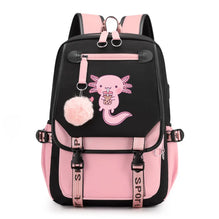Axolotl Backpack – Anime Pattern USB School & Travel Bag