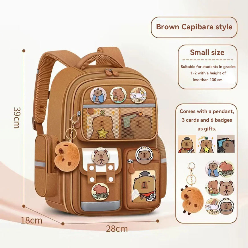 Capybara School Backpack – Large Waterproof Bag with Ergonomic Design