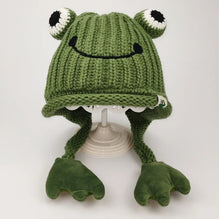 Parent-Child Cute Frog Knitted Hat – Warm Winter Cartoon Fisherman Cap