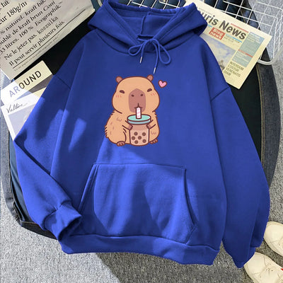 Capybara Drinking Bubble Tea Hoodie 9