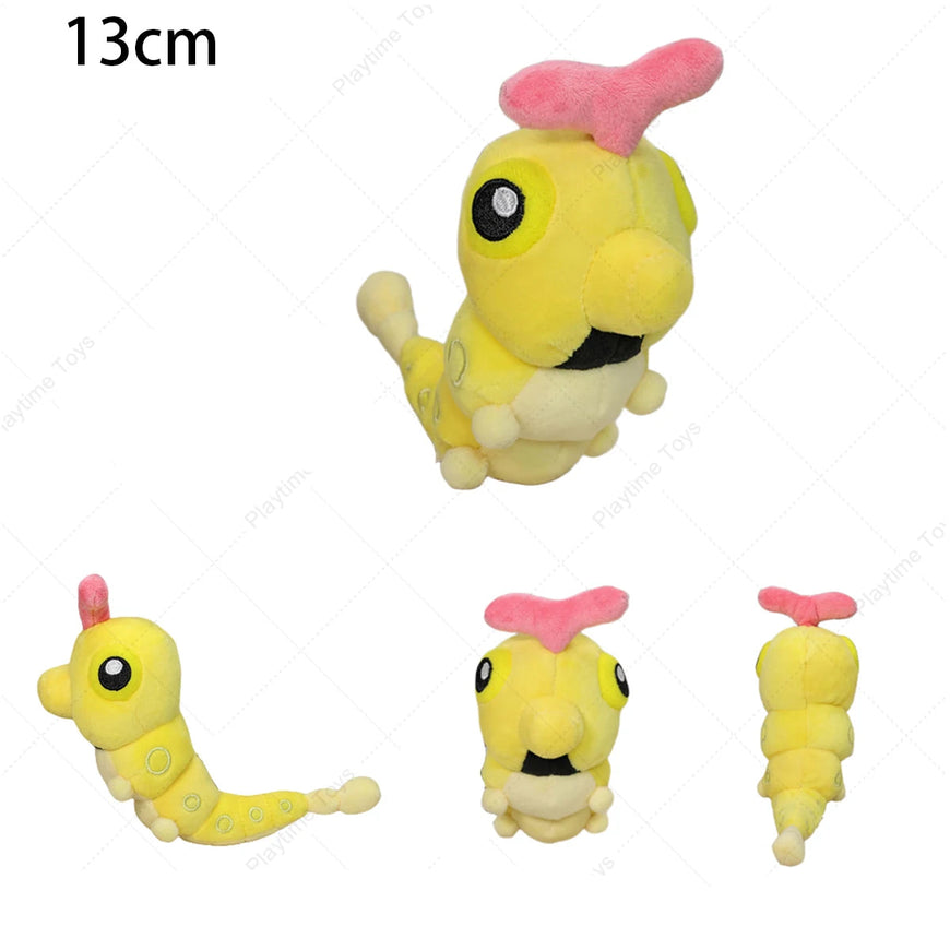 Yellow plush toy with pink top hat on a white background, labeled '13cm' and 'Playtime toy store'.