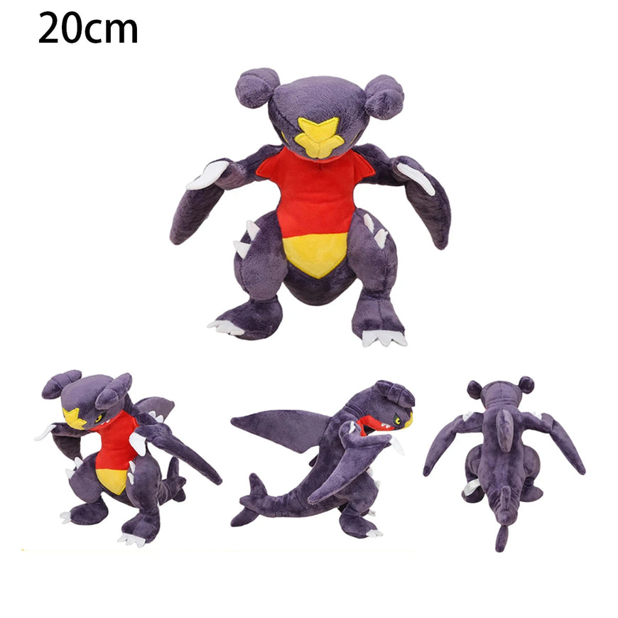 Plush toy of a character with a red shirt and yellow accents, displayed in multiple views on a white background.