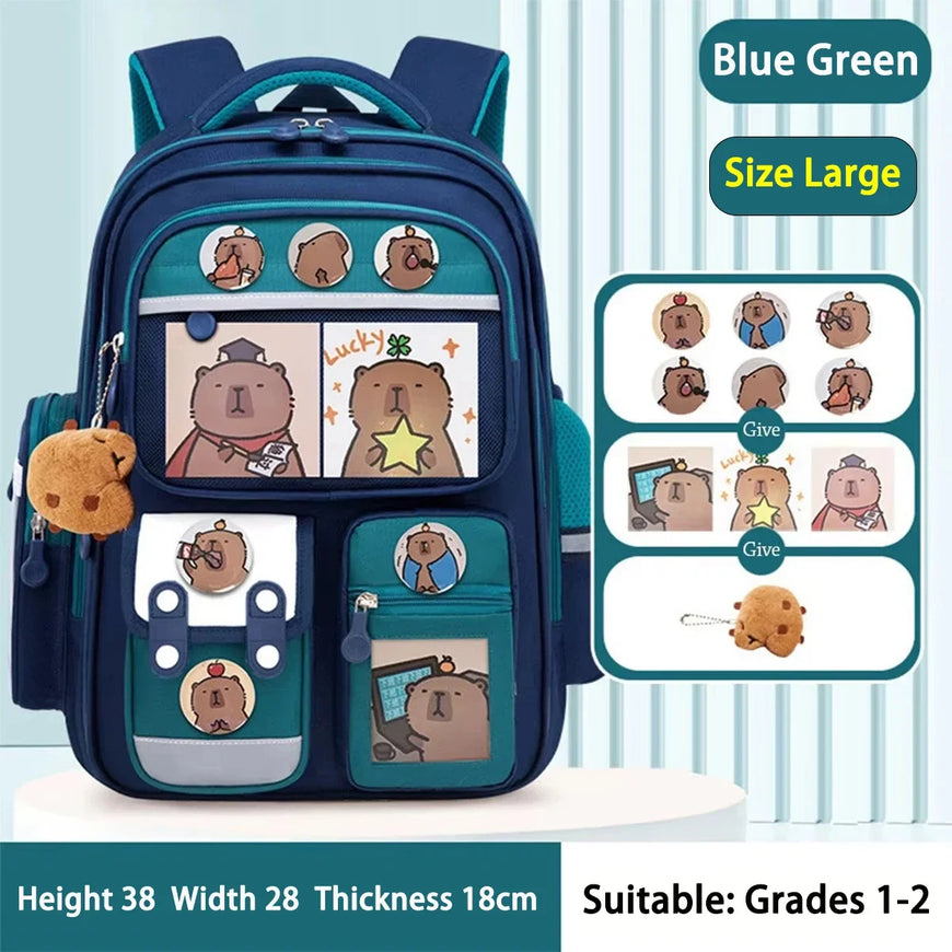 Capybara School Backpack – Large Waterproof Bag with Ergonomic Design