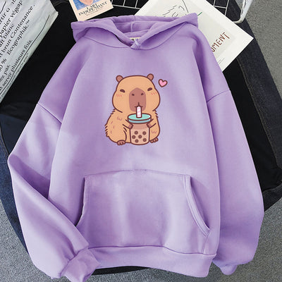 Capybara Drinking Bubble Tea Hoodie 16