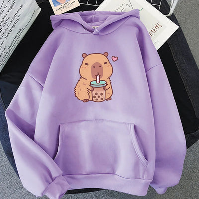 Capybara Drinking Bubble Tea Hoodie 4