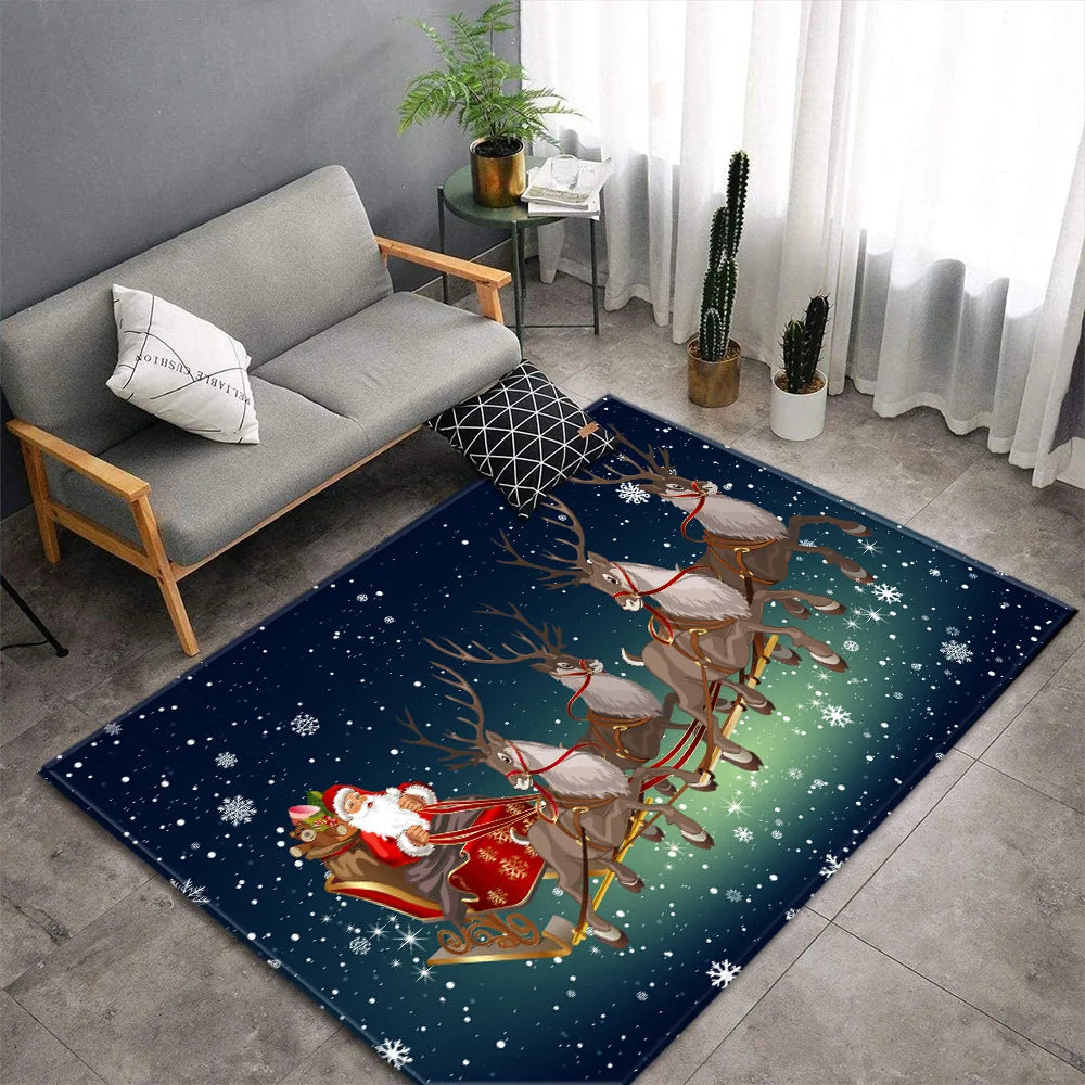 Christmas Santa Elk Living Room Carpet Furvenzy