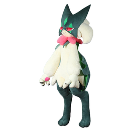 A plush toy of a stylized white and dark green creature with pink accents, shown against a plain white background.