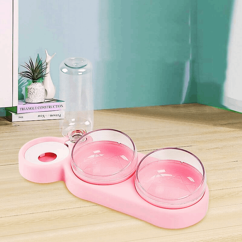 3 in 1 Elevated Cat Bowl with Water Fountain