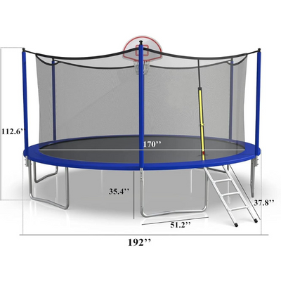 16 FT Trampoline with Basketball Hoop - Furvenzy